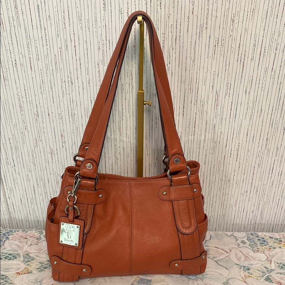 Vintage Tignanello Burnt Orange Leather Shoulder Bag